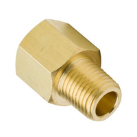 BRASS PIPE FITTING THREAD ADAPTER 1/8" BSPT MALE X 1/8" NPT FEMALE (NPT X BSPT)